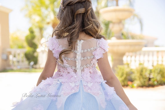 Buy Peach Scattered Flower Gown for Girls – Mumkins