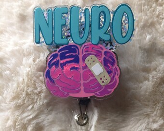 Holographic Acrylic Medical Badge Cardio Badge Reel Gifts Neuro Gift Mental Health Badge Reel Anatomical Heart and Brain Badge Reel