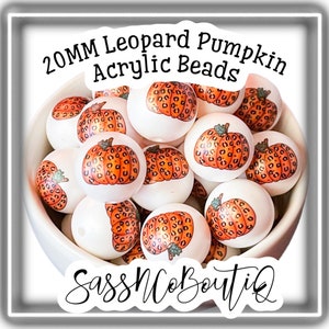 20MM CUSTOM Leopard Pumpkin Large Print Acrylic Beads (10 beads per pack) Bubblegum, Chunky, Jewelry, Kid Crafts