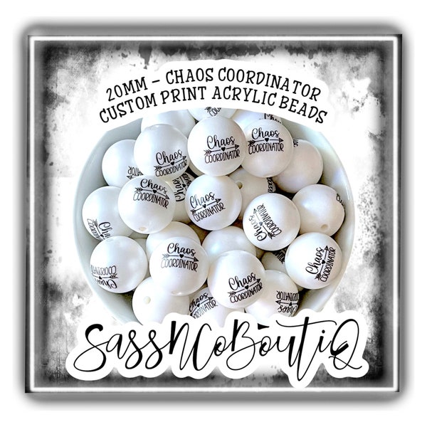 20MM CHAOS COORDINATOR Custom Print Acrylic Beads (10 beads per pack) Crafts, Jewelry