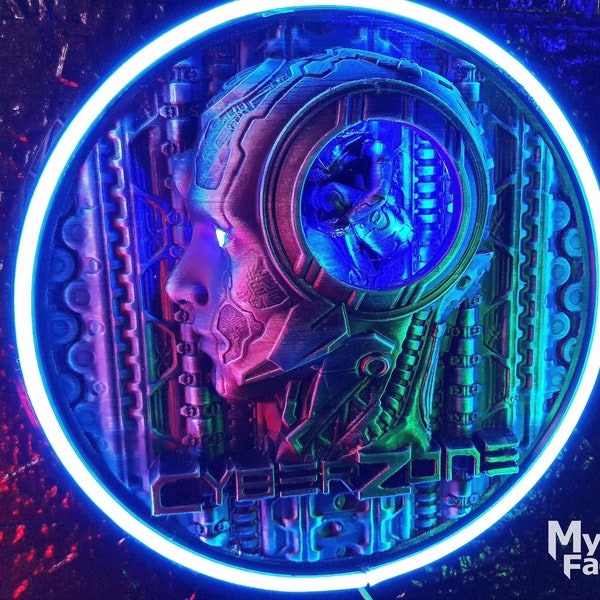 NEON Cyberpunk  LAMP |  Gamer Decor  | Sci-fi Wall Art |  Futuristic decor | Xenomorph Sculture  | BIOMECANICAL  art | Gift for Geek