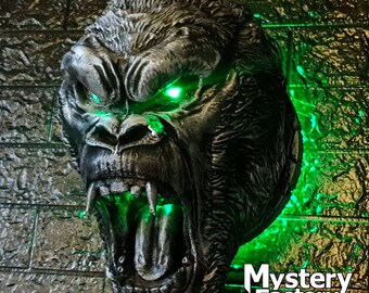 Gorilla Head | King Kong Sculpture | Animal Wall Art | Led Decor | | Nerd Gift
