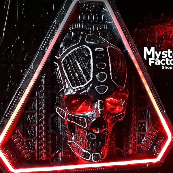 NEON SKULL Lamp | Cyberpunk | smart Led Gamer Decor soudreactive | Sci-fi Wall Art | cyborg | Xenomorph | BIOMECANICAL