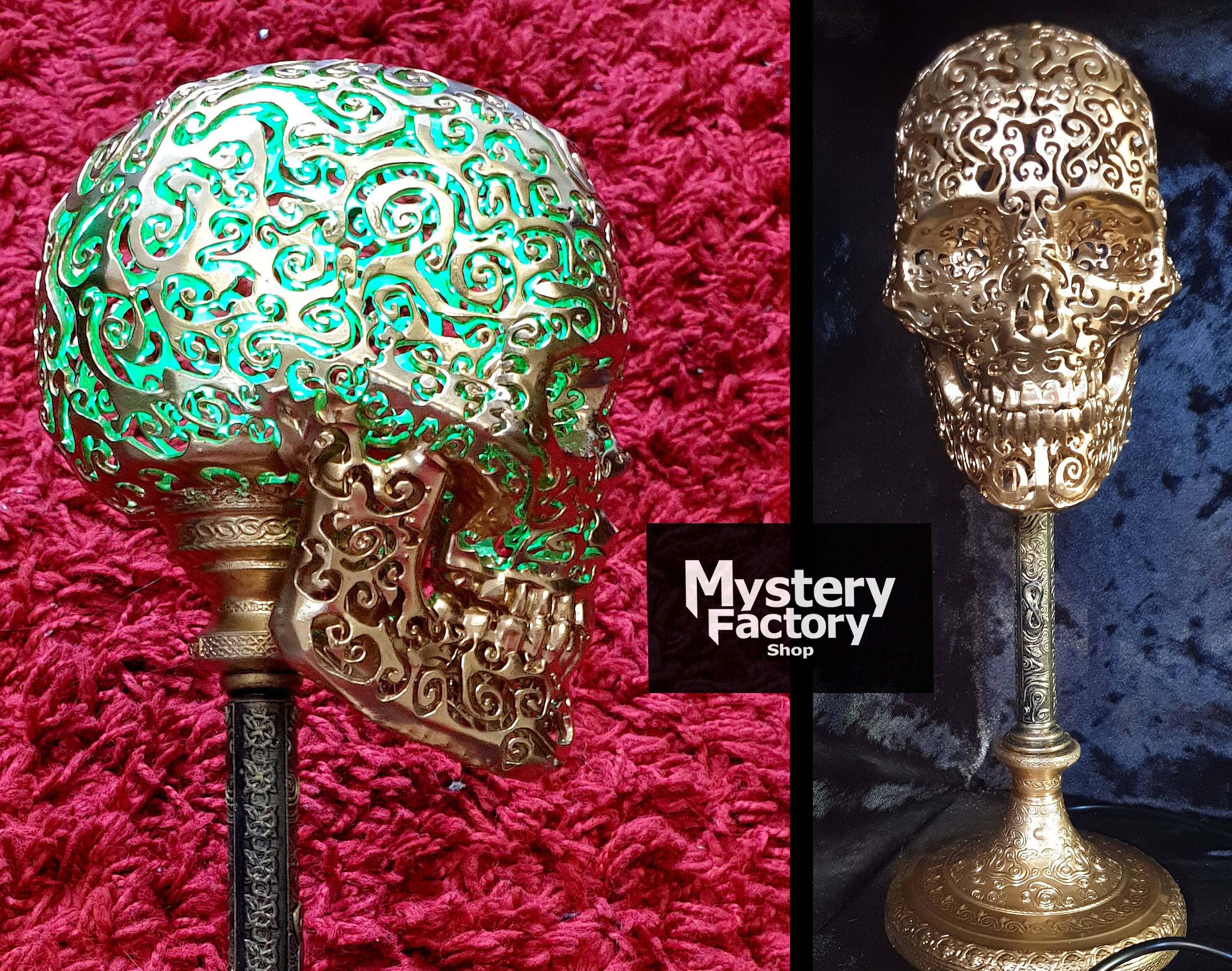 Skull Lamp | Gothic Decor Filigree Crane Led Skull Ornemental Skull