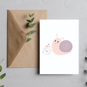 Carte postale mignonne d’escargot