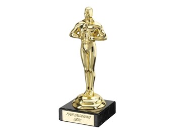 Personalised Engraved Icon Style Oscars Award, FREE ENGRAVING, Office Christmas Party, Secret Santa, Award Trophies, Corporate Award Trophy
