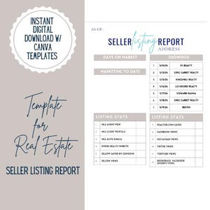 Real Estate:Seller Listing Report,Listing Update,Listing Performance,Weekly Listing Update, Real Estate Marketing, Home Seller, Social Media