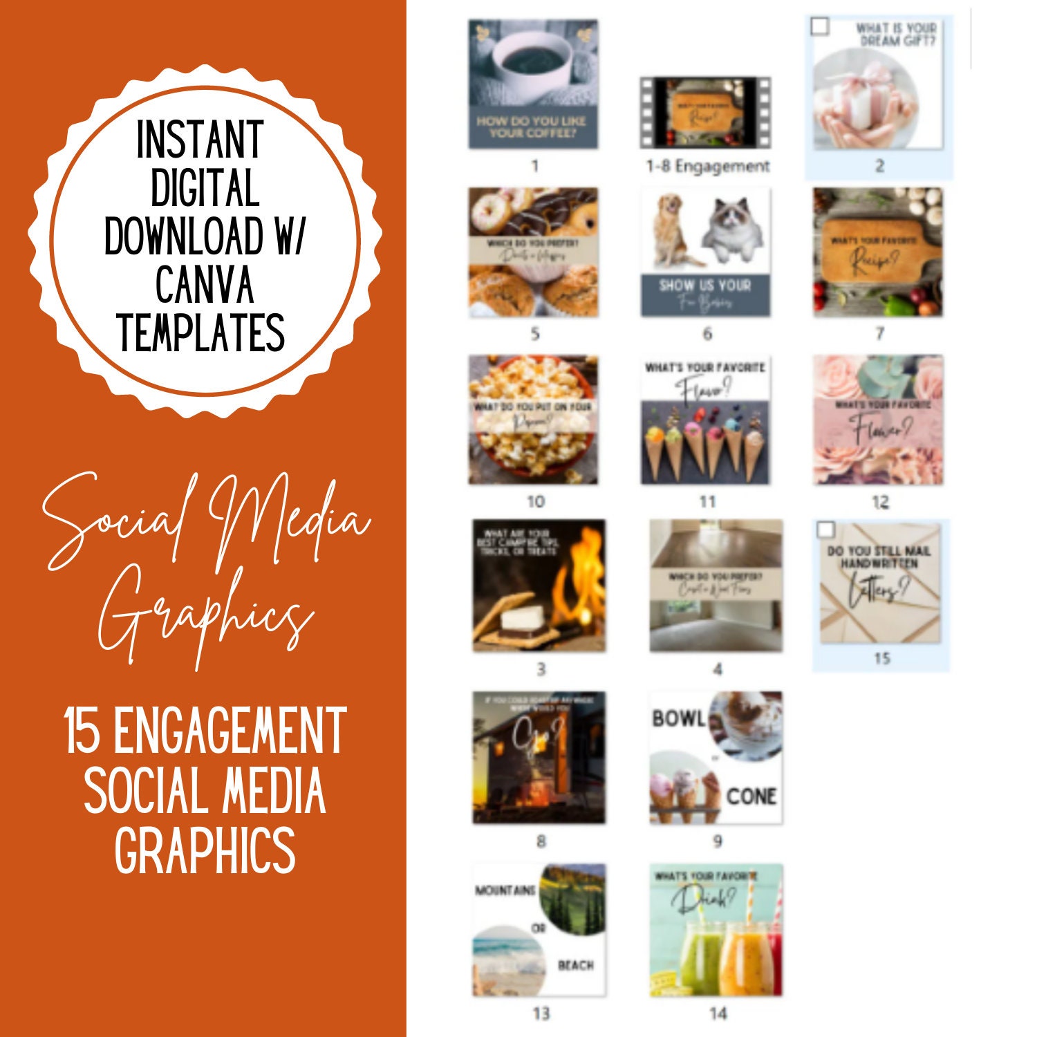 SOCIAL MEDIA Canva Template,15 engagement images,graphics,planner ideas-Direct Sales,MLM,Online Business Social Graphics,Ready for Download