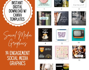 Canva Template Social Media Content,14 Engaging posts, planner idea-Businesses needing engagement online,Social Graphics, Ready for Download