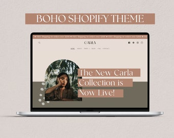 Boho Shopify Theme Template - Minimal Shopify Website - Website Template - Shopify Store Banner - Ecommerce Website - Website Design - Green