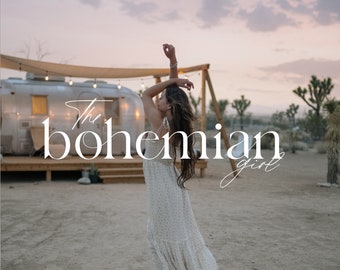 Boho Minimalist Logo Design, Premade Feminine Boutique Logo (Digital Files)