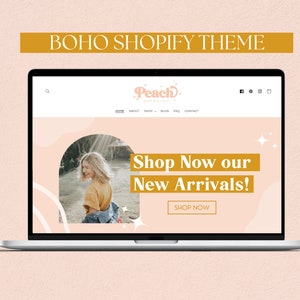 Shopify Theme Template - Boho Shopify Theme, Aesthetic Shopify Template, Feminine Boutique Website Design, Pink Shopify Website, Shopify 2.0