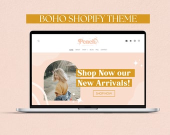 Shopify Theme Template - Boho Shopify Theme, Aesthetic Shopify Template, Feminine Boutique Website Design, Pink Shopify Website, Shopify 2.0