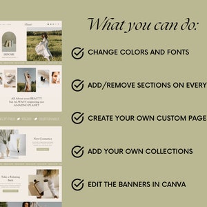 May include: A website mockup for a beauty brand with a focus on natural and sustainable products. The website features images of skincare products, bath products, and other beauty items. The text on the website includes the brand name, product descriptions, and information about the brand's commitment to sustainability.
