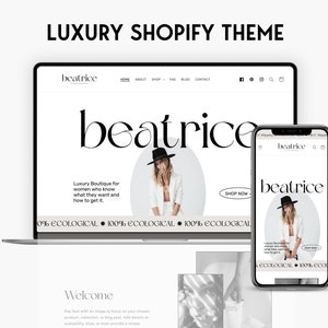 Shopify Luxury Theme Template - White Aesthetic Shopify Website, Shopify Banner, Minimal Shopify Website Template, Boutique Website Design