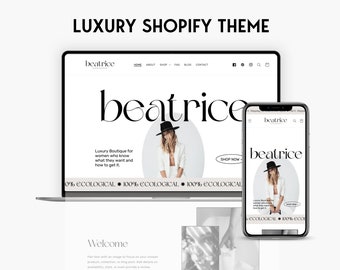 Shopify Luxury Theme Template - White Aesthetic Shopify Website, Shopify Banner, Minimal Shopify Website Template, Boutique Website Design