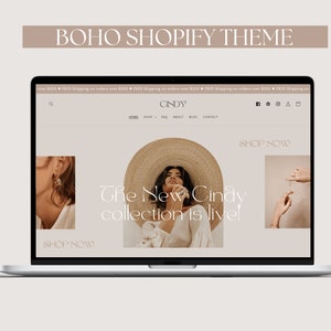 Shopify Theme Template - Boho Shopify Theme, Shopify Template Design, Minimal Boutique Website Design, Beige Shopify Website, Shopify 2.0