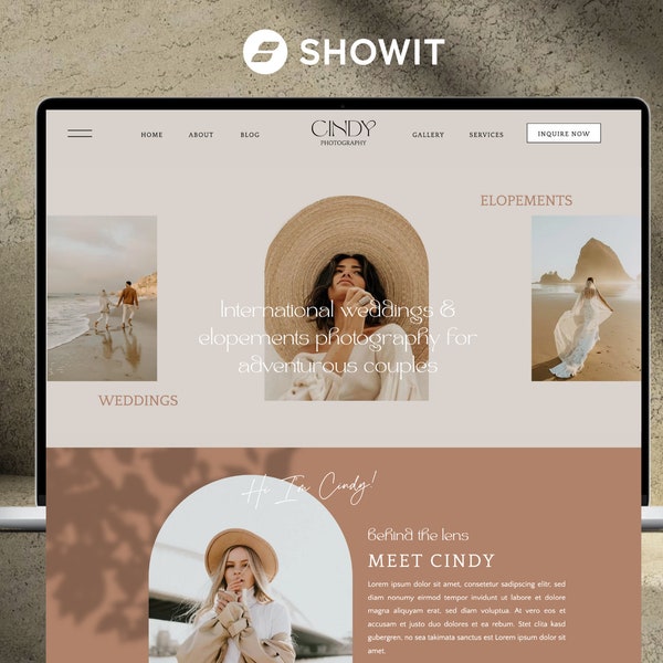 Showit Website Template, Photographer website template, Boho Website Template for Photographer, Photography Website, Showit Website Design