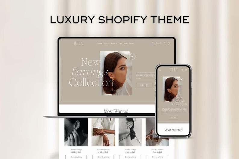 Julia Shopify Theme Template: Luxury Shopify Theme Store, Shopify Website Templates Banners, Elegant Boutique Website, Shopify 2.0 Themes image 10