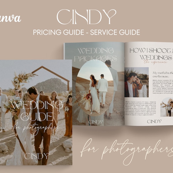 Cindy - Photographer Pricing Template, Photographer Pricing Guide, Photographer Pricing Guide Template Wedding, Wedding Pricing Guide