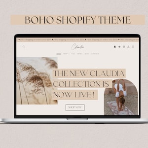 Boho Shopify Theme, Minimal Shopify Template, White Shopify Theme Template, Shopify Website, shopify theme boutique, Website Design