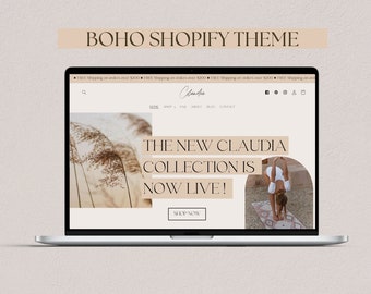 Boho Shopify Theme, Minimal Shopify Template, White Shopify Theme Template, Shopify Website, shopify theme boutique, Website Design