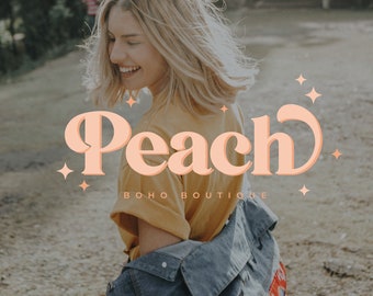 Peach Boho Logo Design, Modern Feminine Branding Kit (Digital Files)