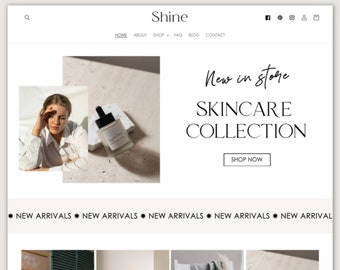 Minimalist Shopify Theme - White Aesthetic Shopify Website Template, Shopify Banner, Luxury Shopify Theme Template, Boutique Website Design