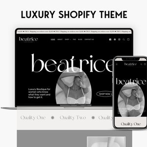 Shopify Luxury Theme Template, Black & White Aesthetic, Modern Shopify Theme, Shopify Store Banner, Minimal Boutique Website Design
