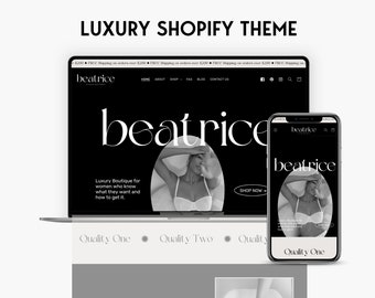 Shopify Luxury Theme Template, Black & White Aesthetic, Modern Shopify Theme, Shopify Store Banner, Minimal Boutique Website Design