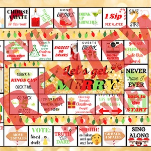 Gold Glitter Christmas Drinking Board Game Printable Download