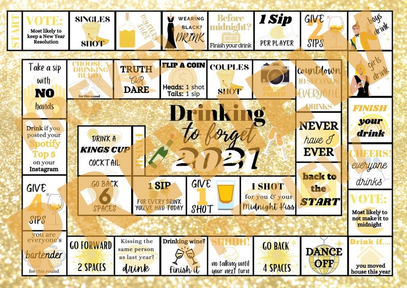 NYE Drinking Party Board Game Printable Download New Years Eve - Etsy