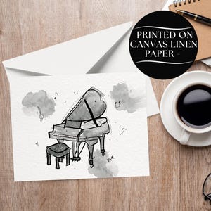 Grand Piano Card Notecard | Christian Gifts Greeting Cards | Music Stationary Card for Piano Teacher, Piano Student, Music Lovers