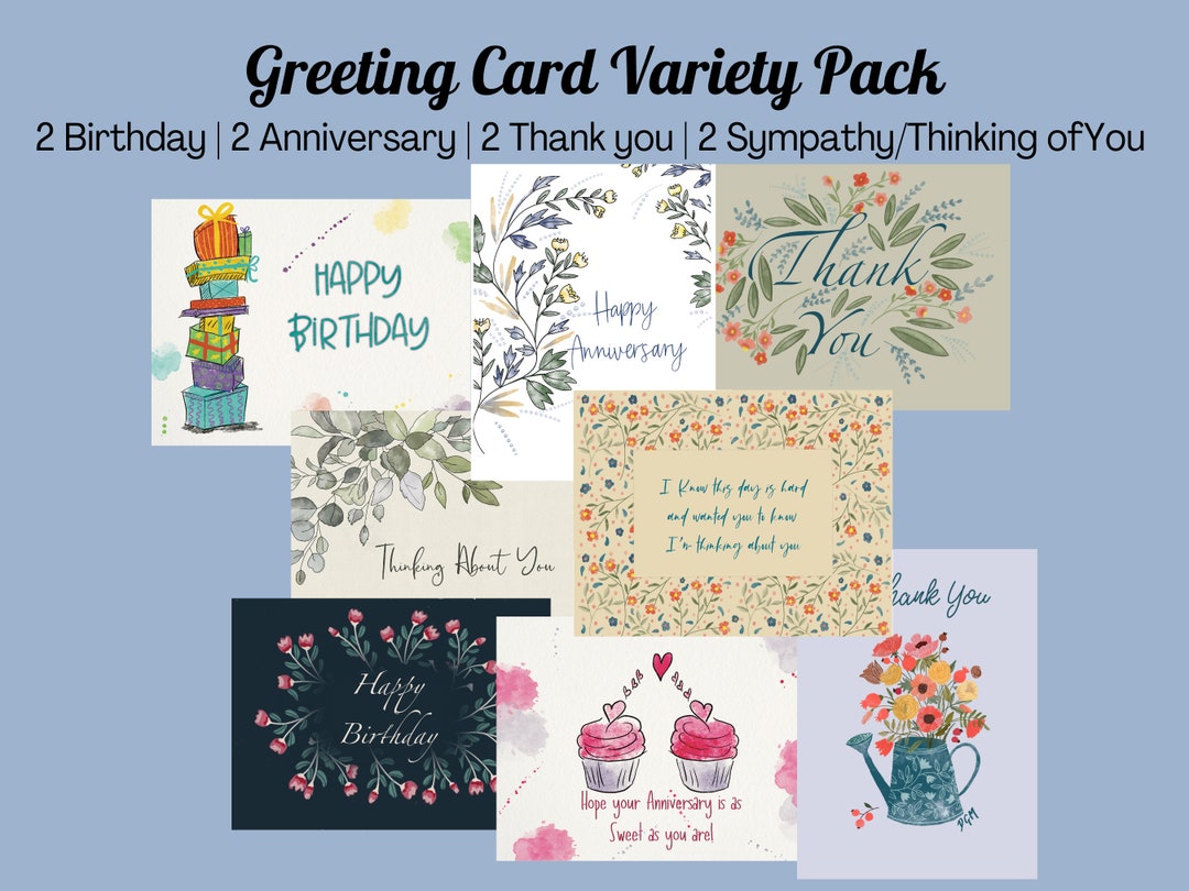 Greeting Card Variety Pack Birthday Card Anniversary Card Etsy