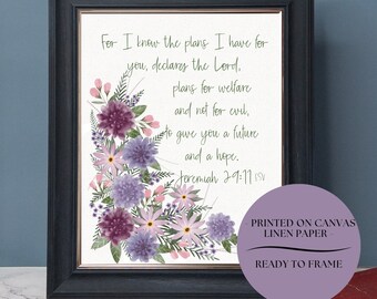 For I Know the Plans Christian Jeremiah 29:11 Wall Art | Christian Gifts Wall Art | Gift for Housewarming, Scripture Gift for Encouragement