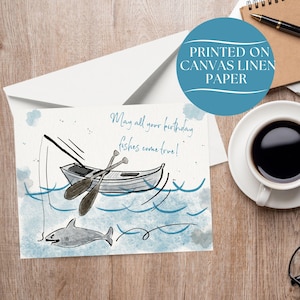 Fishing Birthday Card for Him | Fisherman Outdoorsman Notecard | Funny Birthday Fishes Card | Birthday Card for Dad, Son, Friend