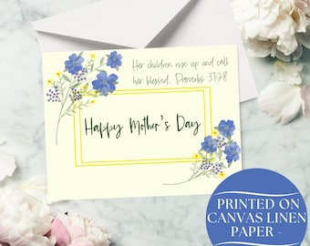 Christian Mother’s Day Card | Proverbs 31:28 Scripture Card for Mom | Happy Mother’s Day Floral Card | Bible Verse Card for Mom