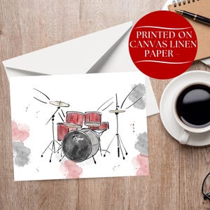 Drum Set Musician Notecard, Blank Inside | Christian Gifts Greeting Cards | Gift for Drummers, Music Teachers, Band Teachers and Students