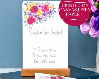 Comfort Scripture Cards ESV | 12 Bible Verse Cards for Grief, Anxiety & Encouragement | Sympathy Gift | Scripture Cards with Stand