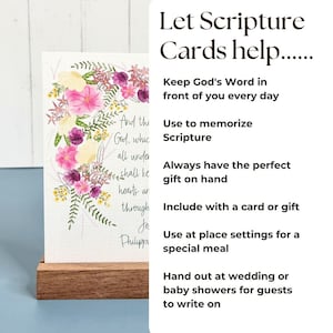 Scripture Cards on Linen Paper With Wooden Holder | Scripture Christian ...