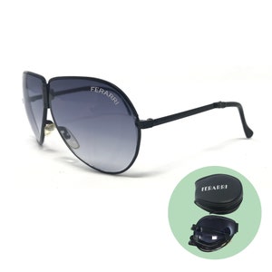 Vintage Ferrari Foldable Sunglasses Black Pilot Sun Shades Frames Glasses KEYWORDS