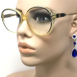 Vintage Ladies Eyeglasses Glasses Frame Clear Amber Square Used Eyeglass Frames Retro