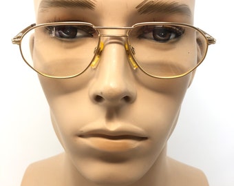 Vintage Jaguar Mod 3306 Eyeglasses Glasses Frame Gold Pilot Metal Used Eyeglass Frames Retro