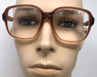 Vintage Taiwan Reading Glasses Frames +2.00 Orange Geek Eyeglasses Frame Retro