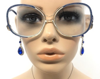Vintage Specsavers Eyeglasses Glasses Frames Blue Drop Temple Eyeglasses Frame Retro