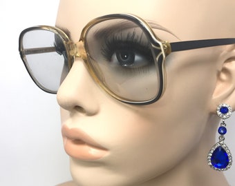 Vintage Ladies Eyeglasses Glasses Frame Clear Grey Square Used Eyeglass Frames Retro