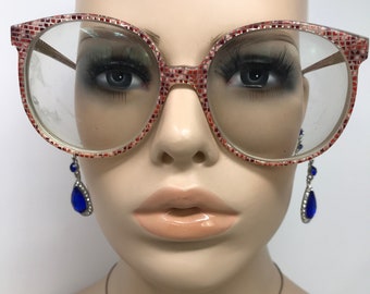 Vintage Michael Selcott Chelsea Eyeglasses Glasses Frame Red Round Oversized Used Eyeglass Frames Retro