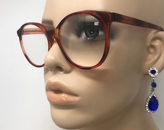 Vintage señoras redondeadas gafas marcos marrón tortuga gafas marco retro