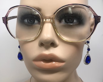 Vintage Lygo-Optik S491 Eyeglasses Glasses Frame Purple Round Used Eyeglass Frames Retro