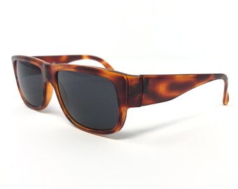 Okulary przeciwsłoneczne Vintage Samco, brązowe, kwadratowe oprawki w kolorze żółwia